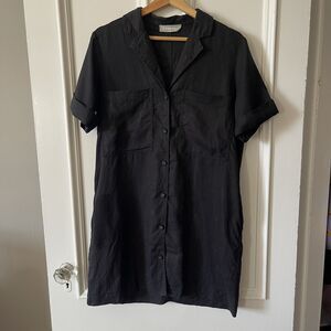 Everlane Black 100% Linen Shirt Dress Small